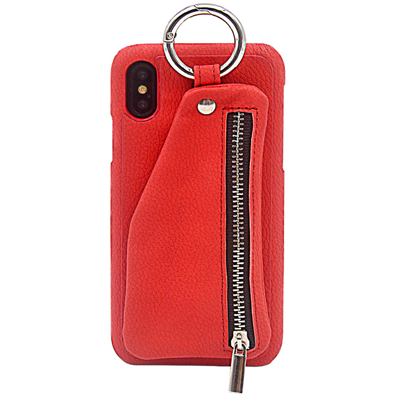 Custodia per protezione del telefono cellulare Apple iPhone 8, custodia per protezione in pelle manuale, borsa per telefoni cellulari di deposito a portafoglio, resistente alla caduta e resistente alle vibrazioni in pelle rossa cellulare